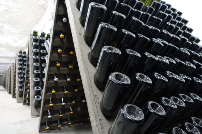 Schaumwein im Weinkeller von Cricova